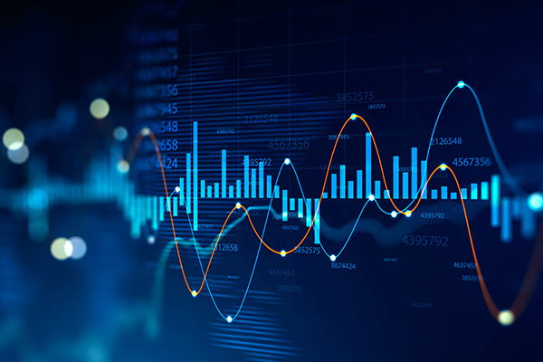image of financial graph with blue background