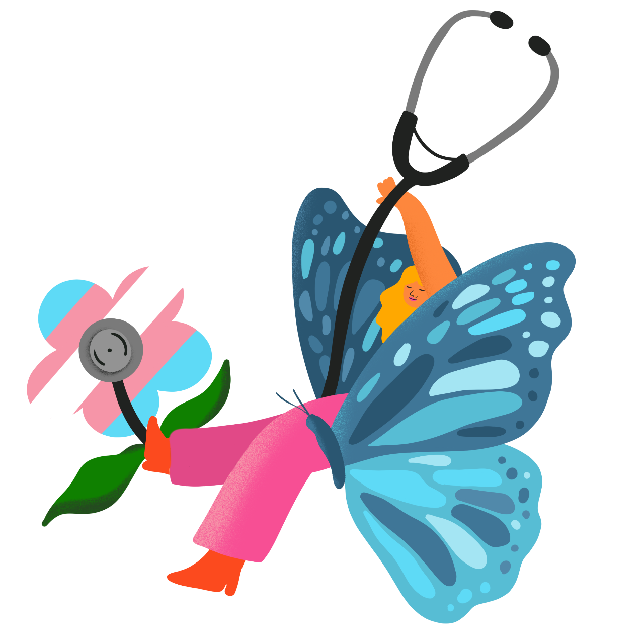 Illustration of clinician and butterfly
