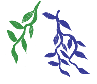green and blue branches