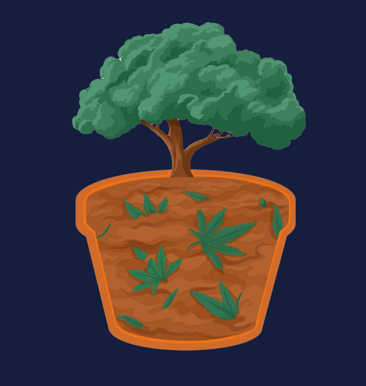 illustration of planter with blue background