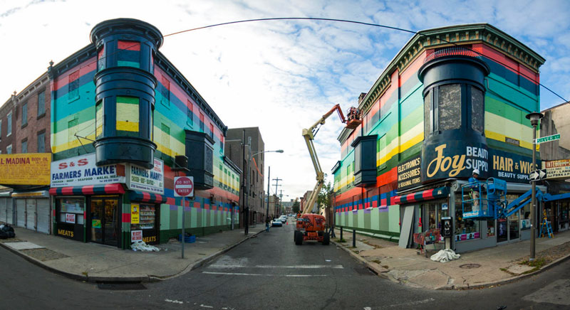 Mural Arts’ Philly Painting is a contemporary example of supergraphics in the public sphere. 